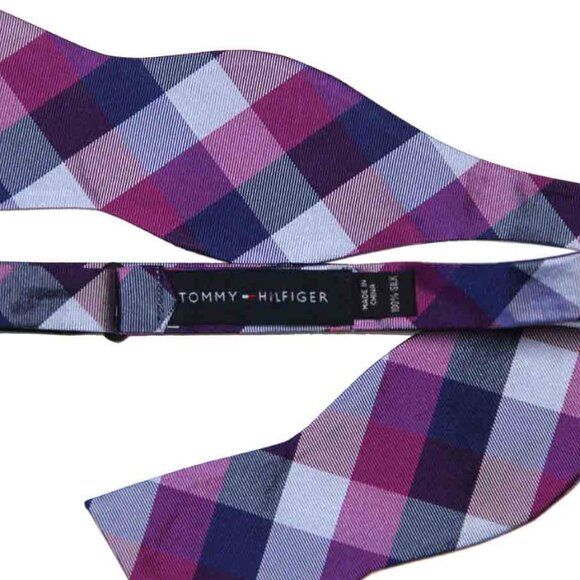 Tommy Hilfiger Bow Tie Silk Men's Lattice Check One Size Adjustable - Picture 2 of 2